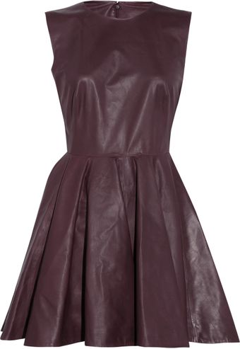 Alexander McQueen Pleated Leather Dress - Lyst