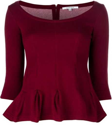 Carven Peplum Top in Purple (burgundy) - Lyst