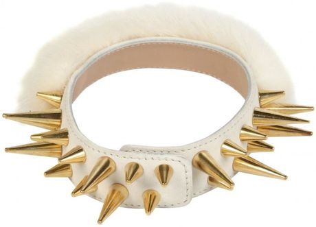 Giuseppe Zanotti Studded Fur Collar in White (ivory) - Lyst
