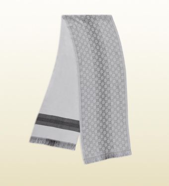 Gucci GG Pattern Knit Scarf with Web Detail - Lyst