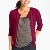 Halogen Three Quarter Sleeve Crewneck Cardigan in Red (red rumba) - Lyst