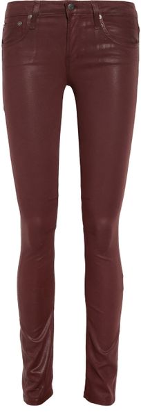 Helmut Lang Coated Midrise Skinny Jeans in Purple (burgundy) - Lyst