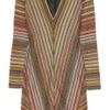 Missoni Striped Metallic Crochetknit Dress in Brown (gold) - Lyst