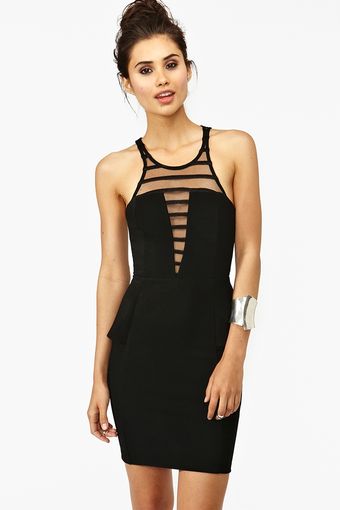 Nasty Gal Striped Mesh Peplum Dress - Lyst