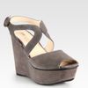 Prada Suede Wedge Sandals in Gray (grey) - Lyst