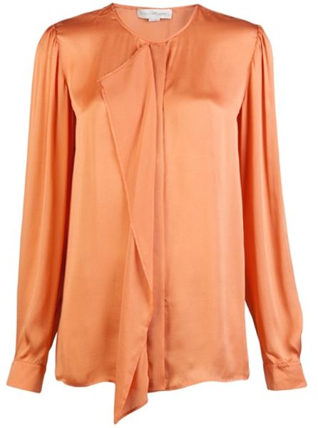 Stella Mccartney Fluid Ruffle Blouse in Orange - Lyst