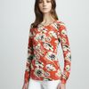 Tory Burch Amy Floral Print Jersey Henley in Multicolor (wldbry wallflower) - Lyst