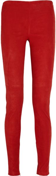 Victoria Beckham Midrise Suede Leggings - Lyst