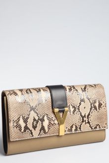 Yves Saint Laurent  Snakeskin and Leather Chyc Clutch - Lyst