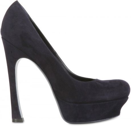 Yves Saint Laurent 140mm Palais Suede Pumps in Black (navy) - Lyst