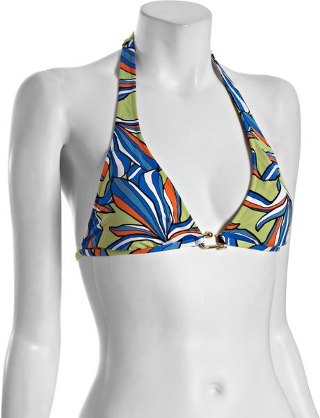Bcbgmaxazria Bright Lemonade Printed Rainbow Iris Triangle Halter Bikini Top in Multicolor (lemonade) - Lyst
