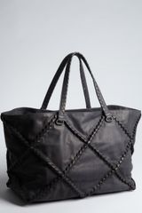 Bottega Veneta Black Leather Intrecciato Trim Large Tote