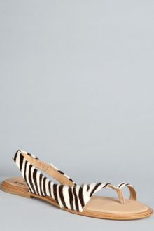 Diane Von Furstenberg Cream and Chocolate Zebra Print Pony Hair Kaiti Flat Sandals - Lyst