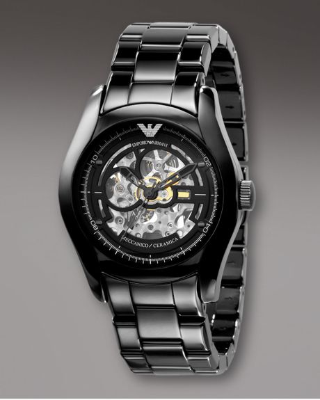 Emporio Armani Automatic Ceramic Watch in Black for Men | Lyst