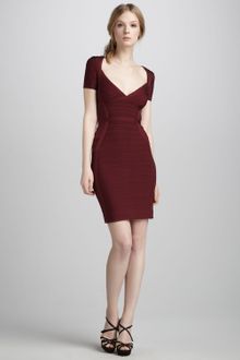 Hervé Léger Short Sleeve Bandage Dress - Lyst