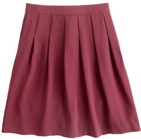 J.crew Pleated Skirt in Wool Crepe in Purple (cabernet) - Lyst