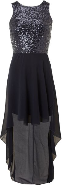 John Zack Multi Glitter High Low Hem Dress in Blue (navy) - Lyst