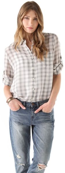 Madewell Gingham Silk Boy Shirt - Lyst