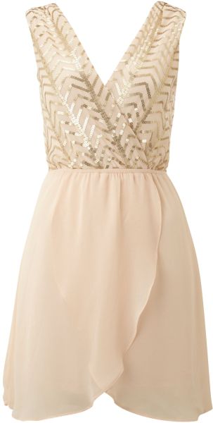 Tfnc Sequin Top with Cross Over Chiffon Skirt - Lyst