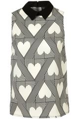 Topshop Contrast Heart Collar Shell Top