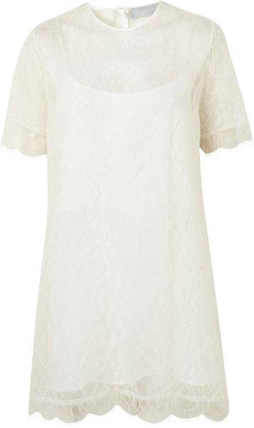 Topshop Lace Mini Tee Dress By Richard Nicoll in White (ivory) - Lyst