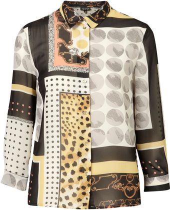 Topshop Animal Scarf Shirt - Lyst
