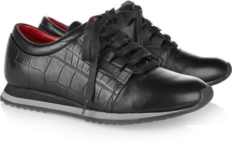 Alexander Wang Crocprint Leather Sneakers in Black - Lyst