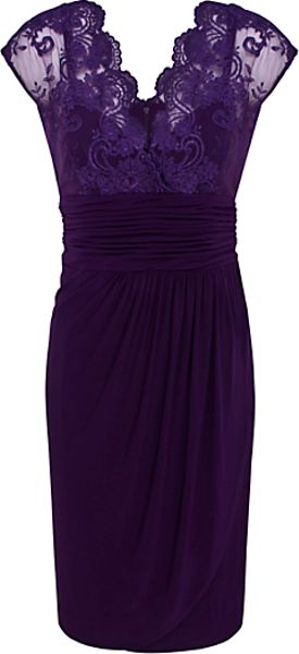 Alexon Alexon Lace Top Dress Dark Purple in Purple