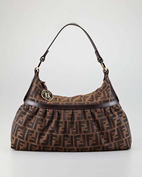 Fendi Large Chef Zucca Hobo in Brown (brown trim) - Lyst
