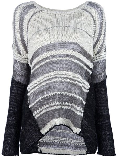 Helmut Lang Textured Loose Sweater in Gray (white) - Lyst