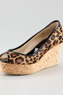 Jimmy Choo Purdey Leopardprint Calf Hair Cork Wedge - Lyst