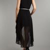 John Zack Belted Chiffon High Low Dress in Black - Lyst