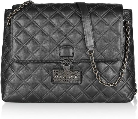 Marc Jacobs Baroque Single Extralarge Metallic Quilted Leather Shoulder Bag in Black (silver) - Lyst