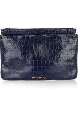 Miu Miu Croc Effect Patent Leather Clutch