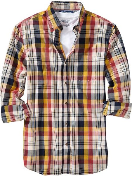 Old Navy Slimfit Shirts in Yellow for Men (yellow multi plaid) | Lyst
