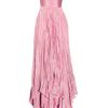 Oscar De La Renta Pleated Washedsatin Gown in Pink - Lyst
