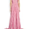 Oscar De La Renta Pleated Washedsatin Gown in Pink - Lyst