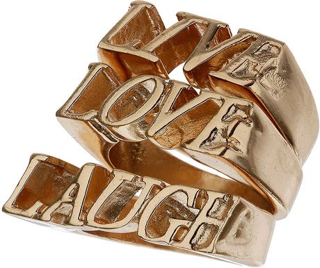Topshop Live Love Laugh Ring Set in Gold - Lyst