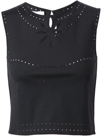 Yasmin Kianfar Laser Cut Cropped Lycra Top - Lyst