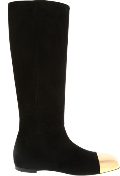 Yves Saint Laurent Black Suede Boots in Black - Lyst