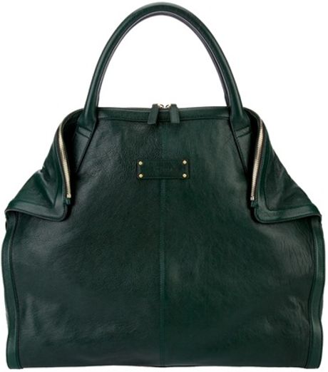 Alexander Mcqueen Fold Detail Tote in Green - Lyst
