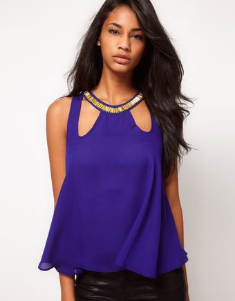 ASOS Collection Embellished Swing Cami with Cut Outs - Lyst