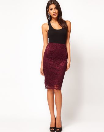 ASOS Collection  Pencil Skirt in Lace with Scallop Hem - Lyst