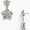 Cara Accessories Double Flower Drop Earrings in Silver (silver/ clear crystal) - Lyst