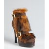 Fendi Brown Leather and Shearling Double Buckle Detail Ankle Boots in Brown - Lyst
