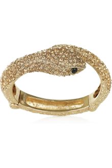 Roberto Cavalli Gold-Plated Swarovski Crystal Snake Bracelet - Lyst