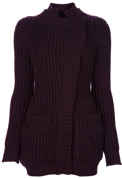 Alexander Mcqueen Chunkyknit Cardigan in Purple (aubergine) - Lyst