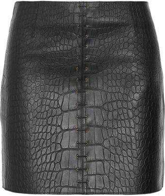 Alexander Wang Croceffect Leather Mini Skirt - Lyst
