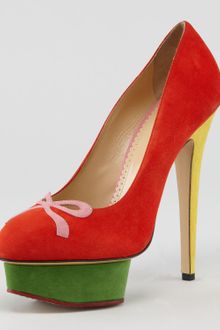 Charlotte Olympia Arabella Colorblock Suede Bowtoe Pump - Lyst