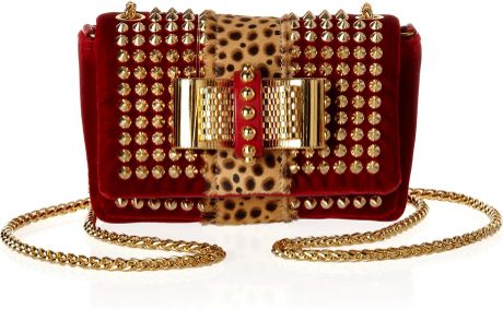 Christian Louboutin Sweet Charity Spiked Velvet and Calf Hair Shoulder Bag in Multicolor (red) - Lyst